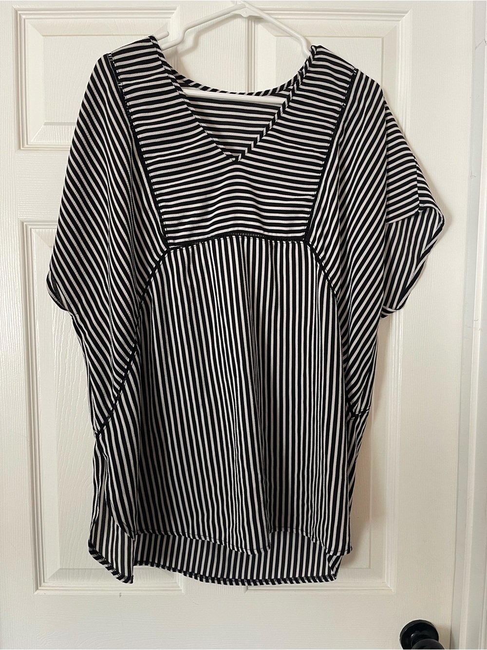 Black and White Striped Swim Coverup